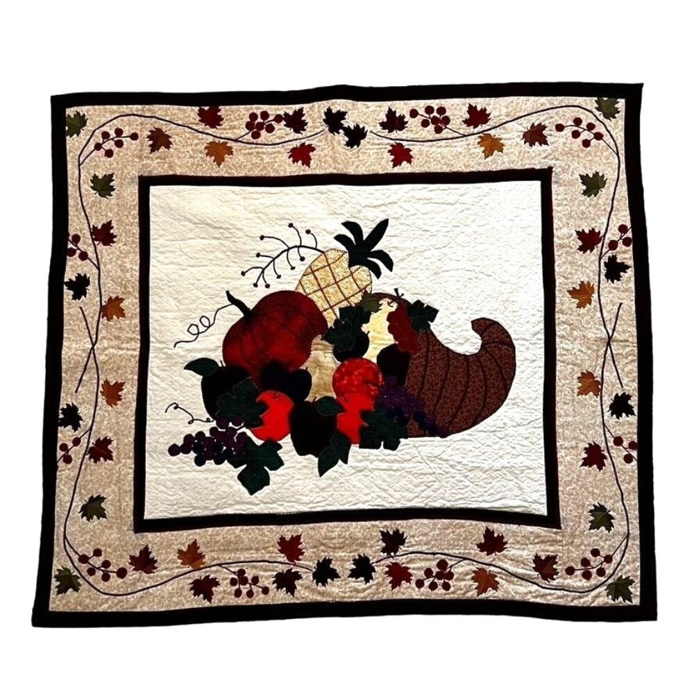 Fall Autumn Thanksgiving Wall Hanging 32" x 36" Embroidered Appliqued Handmade